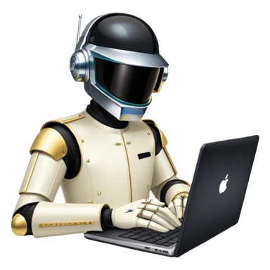 Daftpunk writing code in a laptop with 5 hands sticker