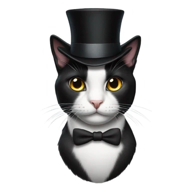 Tuxedo cat with top hat sticker