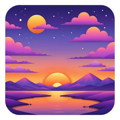 evening scene with sunset sky sticker