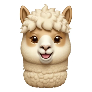 Cinematic Comical Cream Alpaca Portrait Emoji, Head tilted dramatically with an exaggeratedly amused expression, featuring a striking, fluffy cream fleece with playful texture, wide, expressive gentle eyes filled with playful disbelief, Simplified yet hilariously expressive features, highly detailed, glowing with a slightly sassy glow, high shine, dramatic yet playful, stylized with an air of cheeky mischief, bright and endearing, soft glowing outline, capturing the essence of a spirited and over-the-top alpaca, so meme-worthy it feels like it could side-eye its way into internet fame instantly! sticker