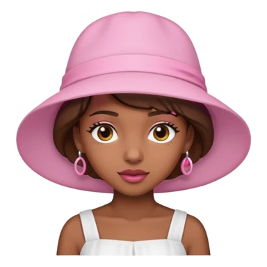 rihanah wearing Pink Hat, white dress sticker