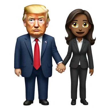 Donald trump holding Kamala’s hand sticker