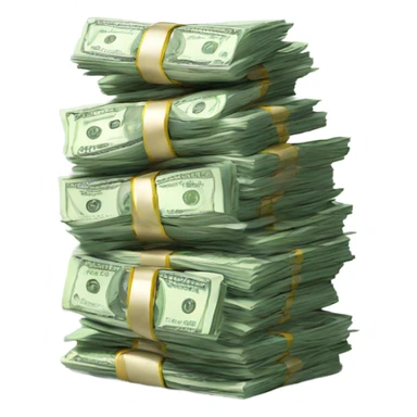 money stack and falling money sticker