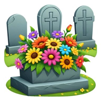 A flower bouquet on a grave  sticker