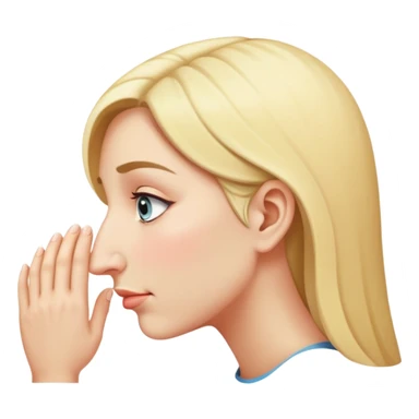 woman bowing on a giant nose sticker