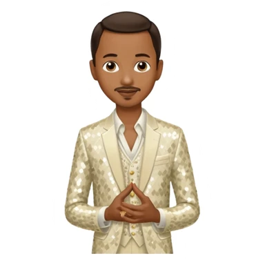 Tevin Campbell with dark brown hair, ivory sequin outfit sticker