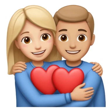 two non descript people hugging with hearts sticker