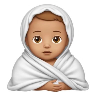 light brown skinned baby swaddled in a white blanket sticker