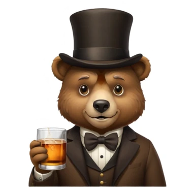 gay bear head in a top hat with a whiskey sticker