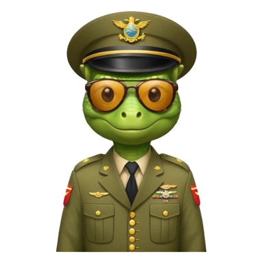 Lizard in militaryuniform with sunglasses. sticker