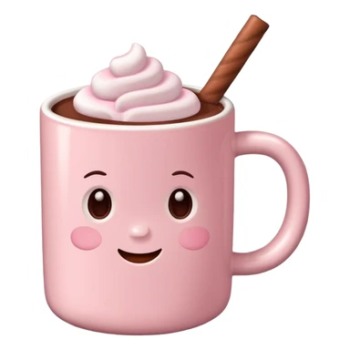 Light Pink mug of hot chocolate with marshmallows  sticker