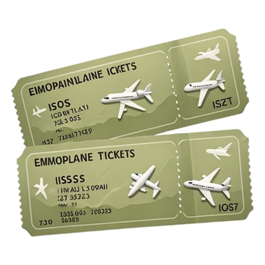 Two pale olive airplane tickets sticker