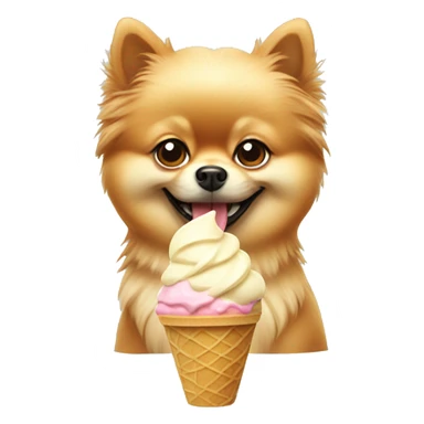 Pomeranian eating ice cream sticker