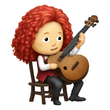 Antonio Vivaldi composer Red wig old chibi sitting chair banjo sticker