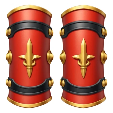 Ares bracers object icon, pair of ancient Greek war bracers, red black gold theme, engraved patterns, heavy armor style, 3D cartoon, mobile game icon style, centered, clean background, no text, no watermark

 sticker