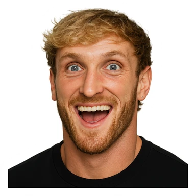 realistic genmoji style portrait of Logan Paul, blonde hair, blue eyes, short beard, energetic expression sticker