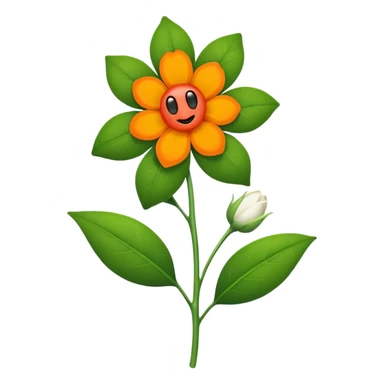 Green stem, white bud with black cartoony face: ;p. And six heart shaped yellowish orange petals sticker
