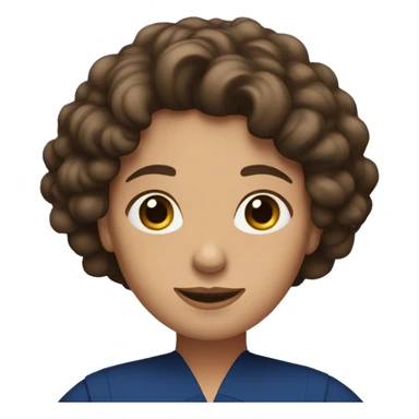 Lady with a large dark Blue dress. With short curly brown hair till the shoulders. And with her both hands in the air till her shoulders sticker
