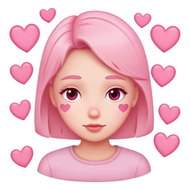 pink hearts surrounding blushing face sticker