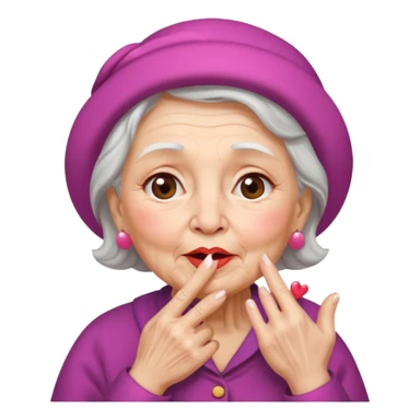 old woman blowing a kiss sticker