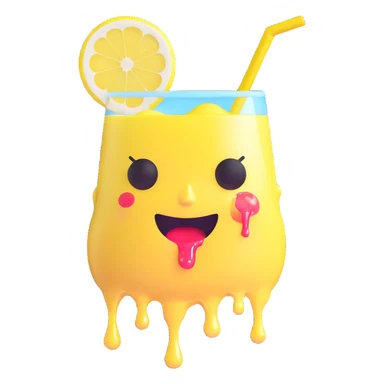 face with lemonade dripping out of mouth sticker