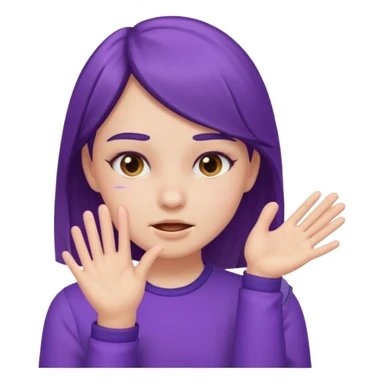 slapping face, girl wearing violet sticker