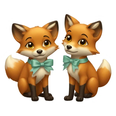 two little foxes with bows sticker