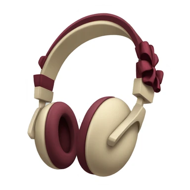 beige headphones with burgundy bow sticker