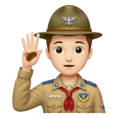 boy scout performing a three-finger salute sticker
