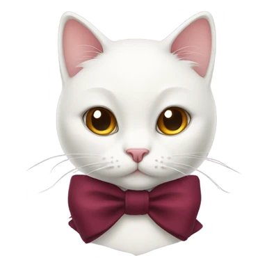 Cute white cat with burgundy bow sticker