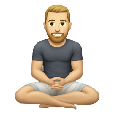 vacation in a circle with caucasian man  meditating at home laptop sticking out backpack sticker