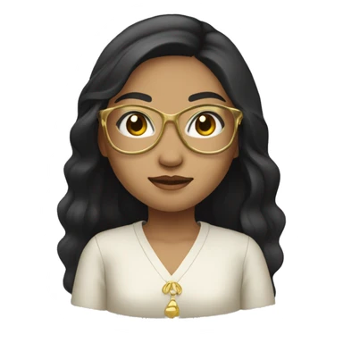 filipina with black long hair black eyes with gold glasses  light skin sticker