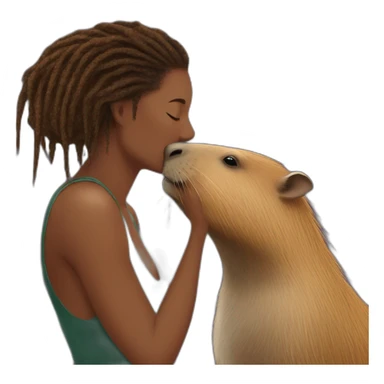 Capybara giving a kiss to a colored women with dreadlocks sticker
