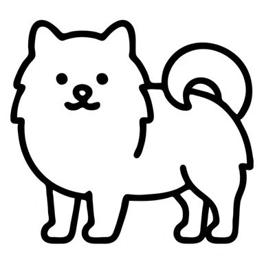 Pomeranian dog, hand-drawn black outline icon sticker