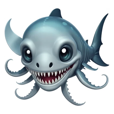 Happy Reaper Leviathan from Subnautica, underwater creature with mandibles, cheerful expression sticker