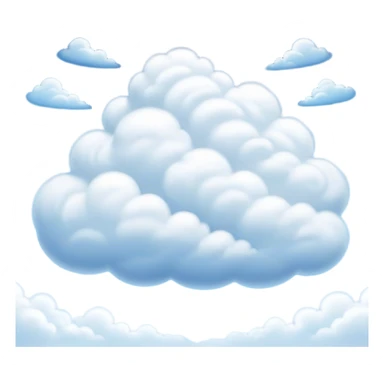 Cinematic Realistic Clouds Emoji, Fluffy and soft, with gentle, swirling white clouds floating effortlessly in a deep blue sky. The clouds drift lazily across the horizon, casting shadows and playing with the light in a peaceful and dreamy way. Soft glowing outline, capturing the essence of calm, serenity, and endless sky in a dreamy cloudscape! sticker