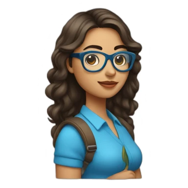 Mujer joven morena con gafas y pelo azul sticker