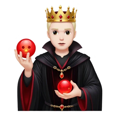 A gothic king in a black velvet robe, holding a glowing red orb sticker