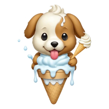 Flying puppy eating ice cream sticker