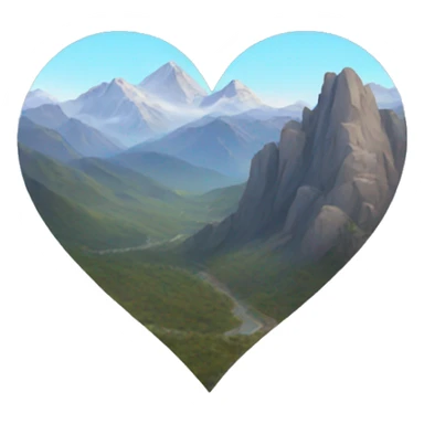 A transparent heart with mountains inside it sticker