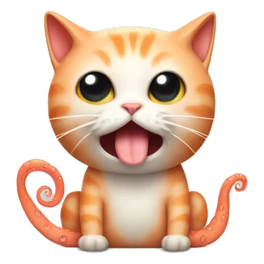 cat with peach color, pleading eye head with an octopus body  sticker