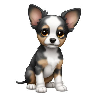 Сhihuahua puppy, dark merle color with big ears sticker