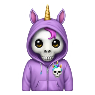 Unicorn wearing a skull hoodie sticker