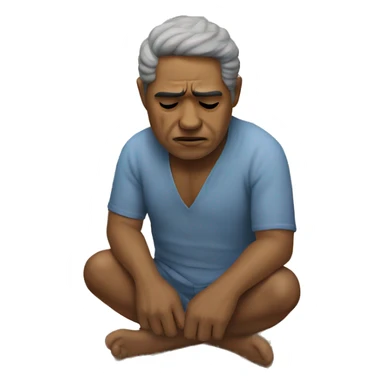 a peruvian man who is sad and crying, on the beach sticker