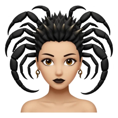 woman with a scorpion-shaped hairstyle sticker