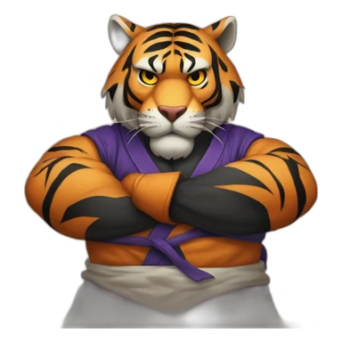 Tiger with evil face   jiu jitsu with his arms crossed sticker