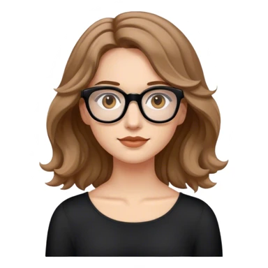 joven mujer de cabello por los hombros ondulado castaño claro, ojos marron, blanca, con gafas negras  sticker