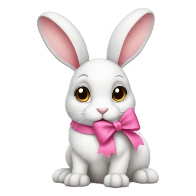 rabbit with a pink bow sticker