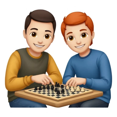 Two friends playing checkers  sticker