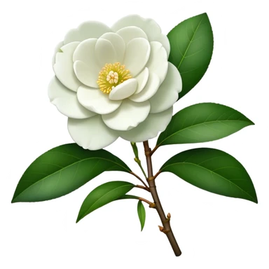 single Camellia japonica, straight stem sticker